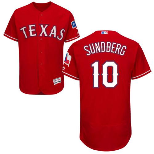 Rangers #10 Jim Sundberg Red Flexbase Authentic Collection Stitched MLB Jersey